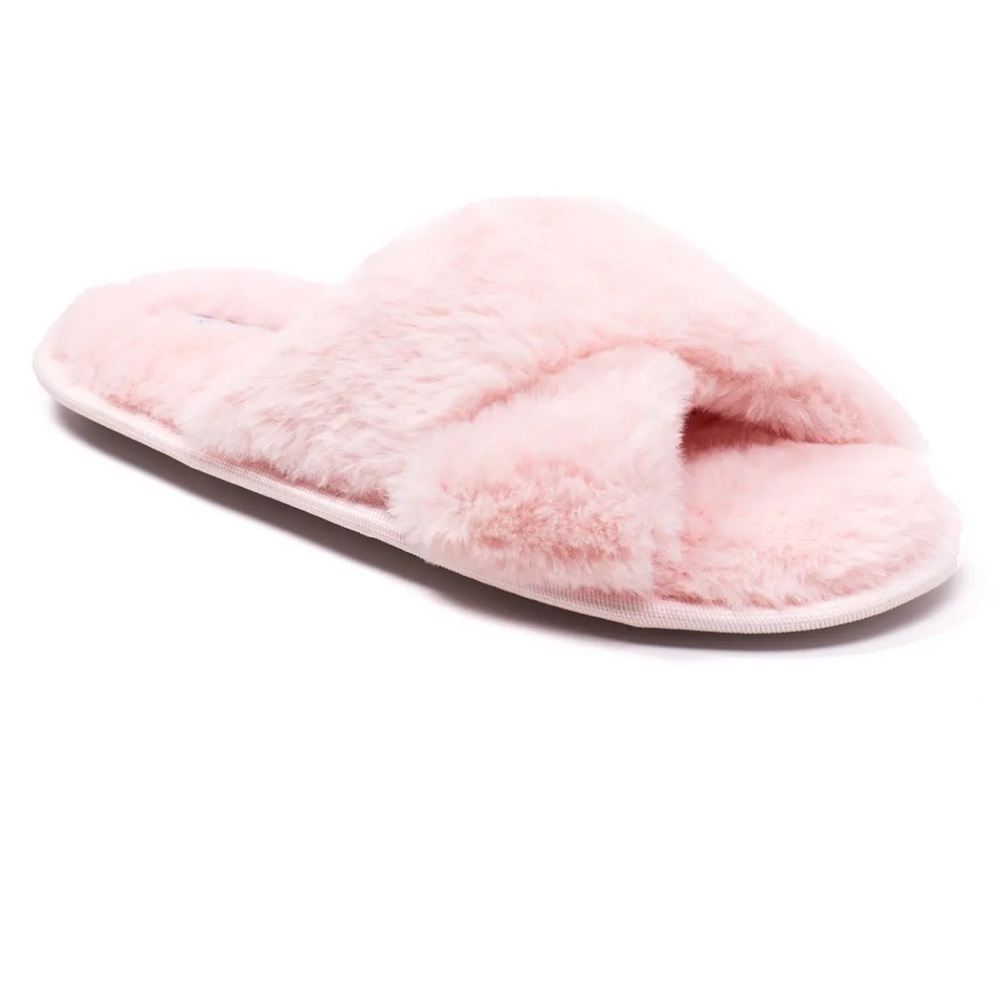 SPLENDID Pink Fuzzy Slide House Slippers